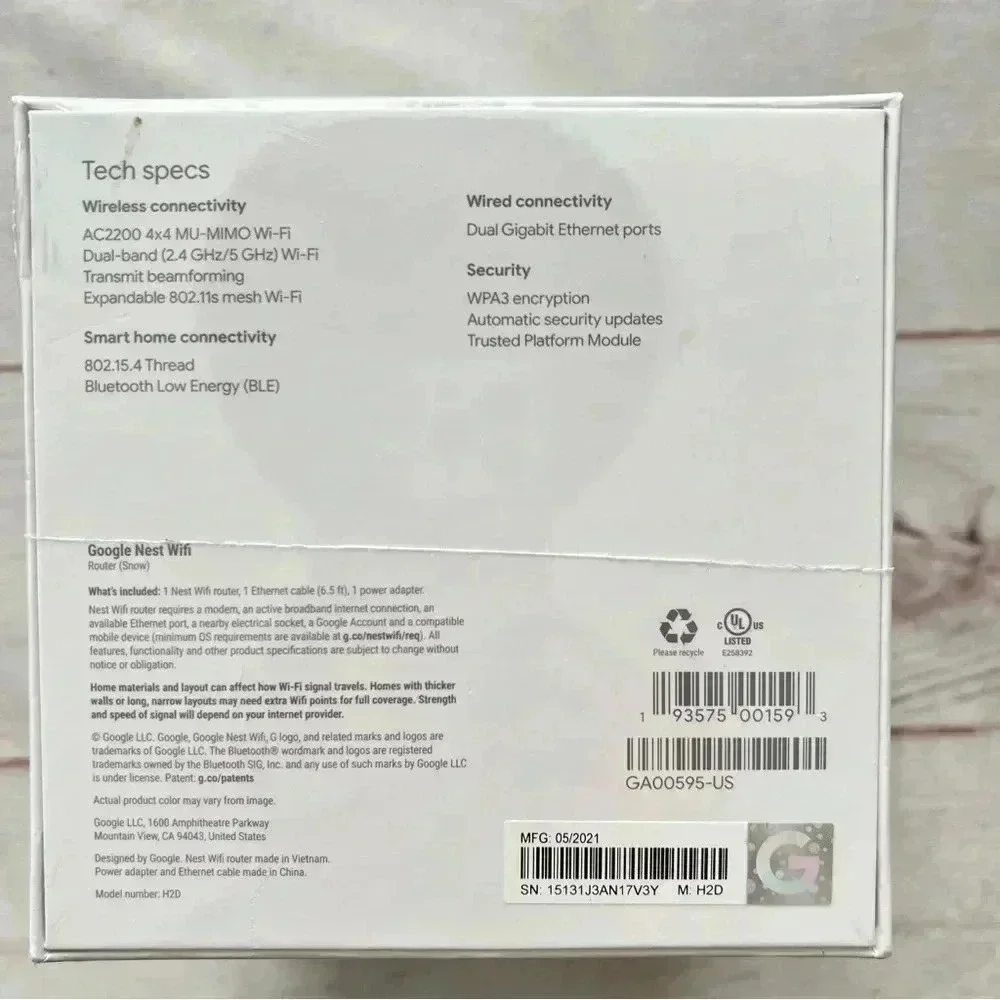 New Google Nest Snow AC2200 Round 4x4 MU-MIMO WiFi Dual Band Wireless Router
